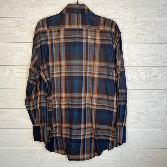 Circle of Gentlemen plaid button front long sleeve dress shirt size 17x43 - Picture 3 of 6